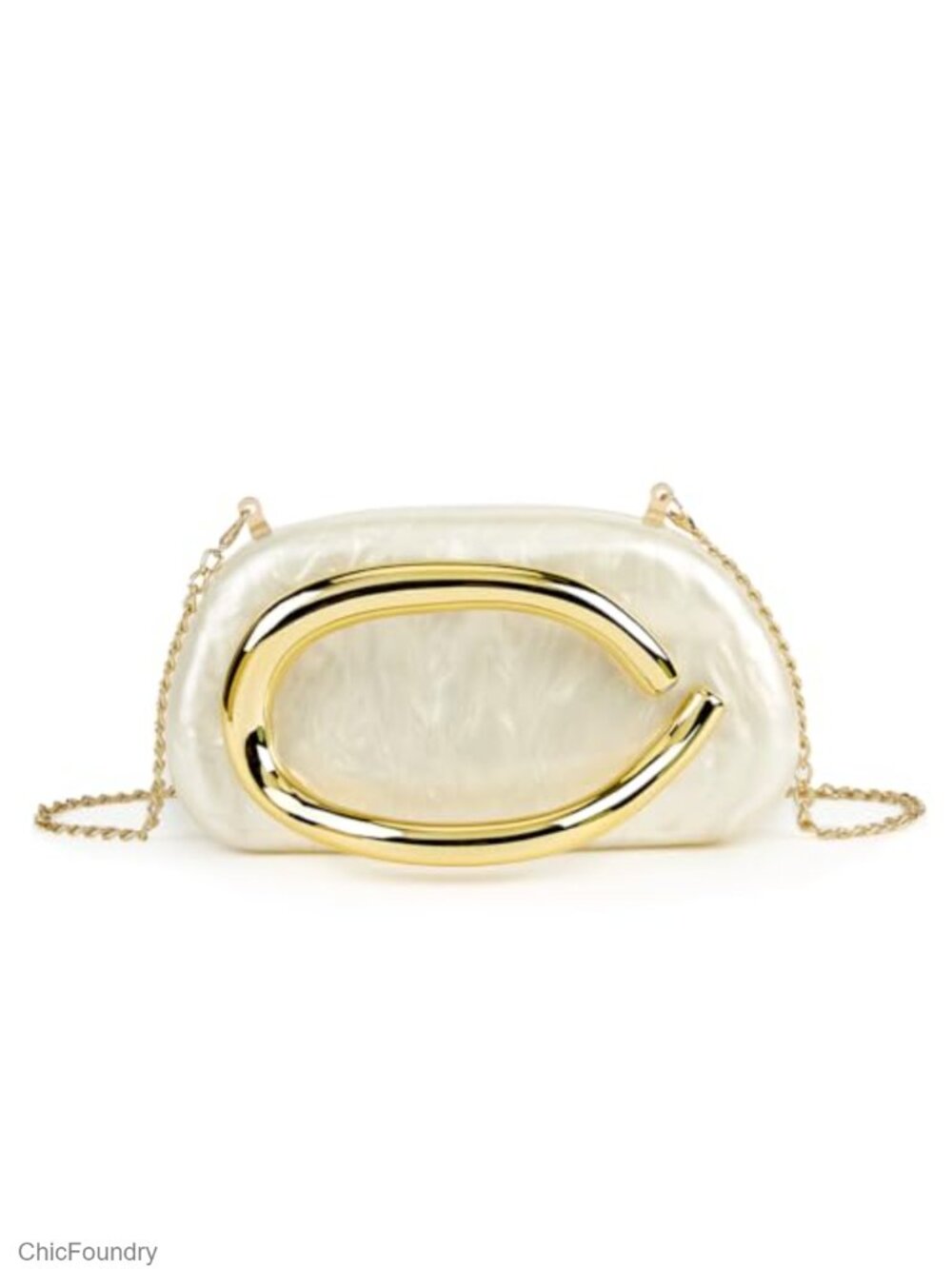 Women Acrylic Clutch Purse Metal Handle Evening Box Bag Crossbody Handbag